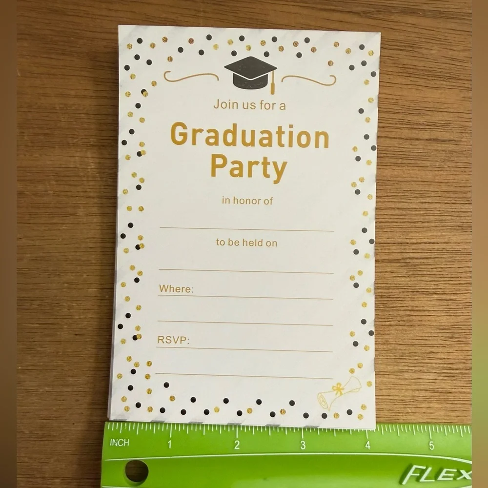 Graduation Party Invitations - Gold and Black